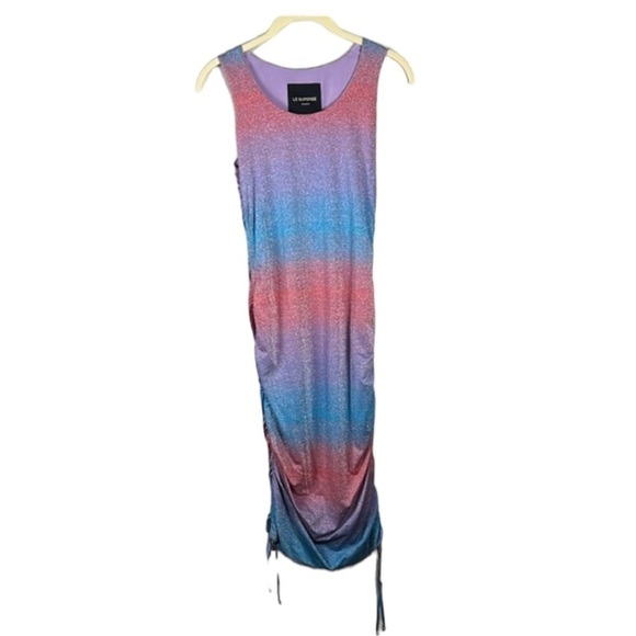 Le Superbe Baccara Ruched Metallic Striped Tank Dress Size S - Picture 5 of 11